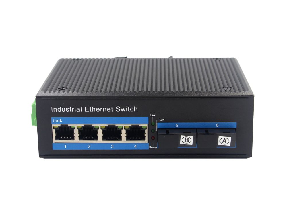 Unmanaged Industrial Network PoE Switches 2*1000Base-X Optical,  4*10/100/1000Base-T - Bithoo Communication