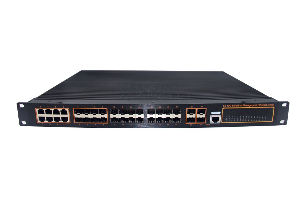4*10G Base-T SFP Optic+8*1000Base-T Eth 24*10/100/1000Base-T managed Industrial Ethernet Converge Switches